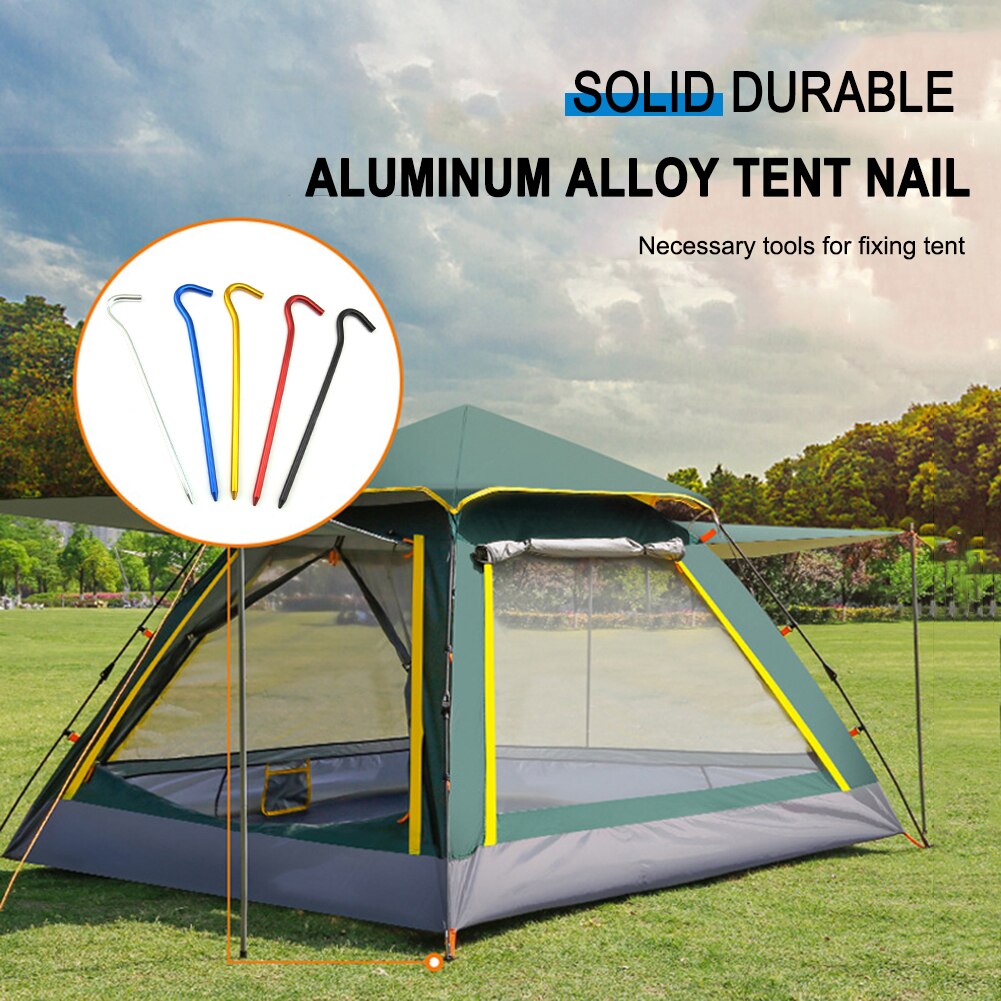 Cheap Goat Tents 10pcs Awning Canopy Tent Nails 18cm Outdoor Aluminium Alloy Nails for Camping Awning Canopy Garden Stakes with Hooks   